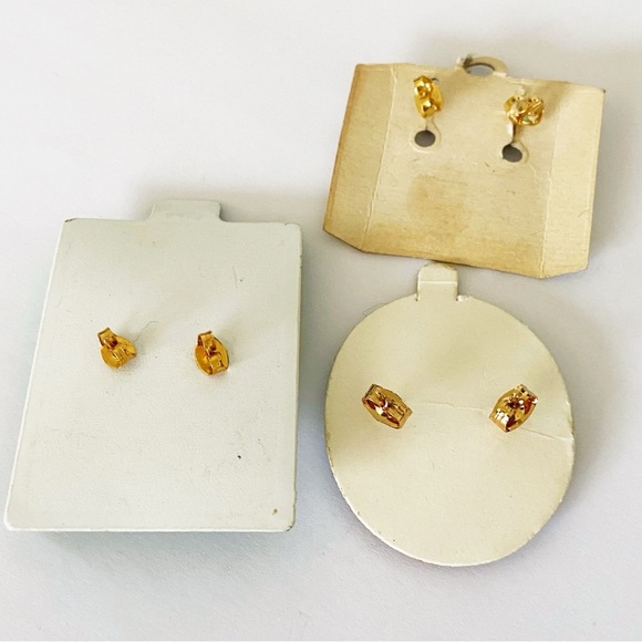 Lot of 3 new old stock vintage stud earring on original cards- pink & faux opal - Picture 6 of 7